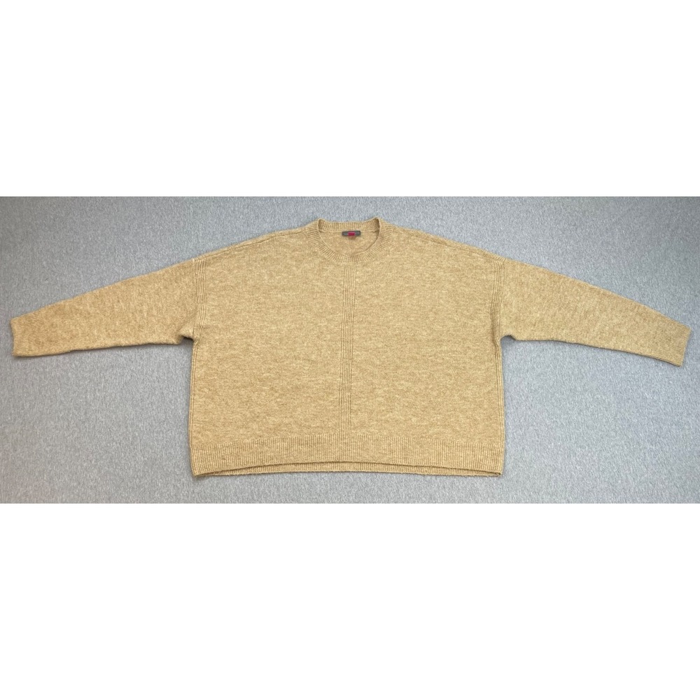 Vince Camuto Sweater Womens XL Beige Tight Knit Stretch Pull Over Round Neck